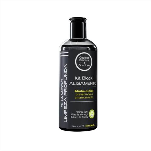 Kit Black Alisamento Orgânico - Shampoo de Limpeza Profunda para Grisalhos - 120ml - Dose Única