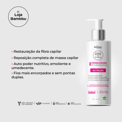 Nutrição Profunda 250g - Cronograma Capilar - Tratamento Intensivo para Cabelos Ressecados, Arrepiados, Elásticos, Porosos, Frágeis, Sem Volume.