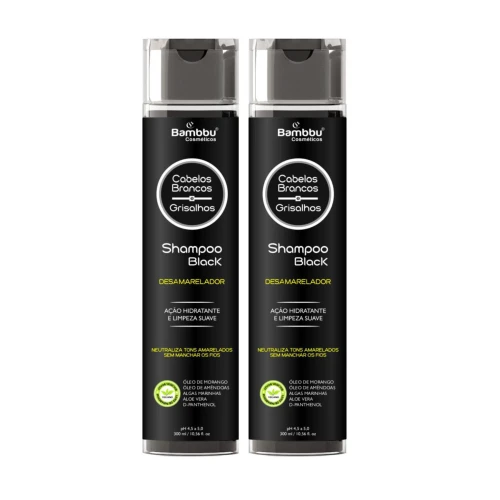 2 Shampoos Black Desamareladores para Cabelos Brancos e Grisalhos - 300ml cada