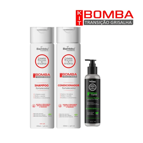 Shampoo e Condicionador Bomba e Detox Capilar para Couro Cabeludo (Kit Bomba 2 passos e Detox)