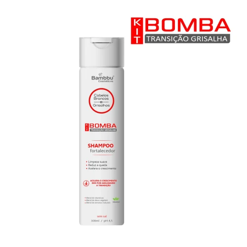 Shampoo para cabelos brancos e grisalhos  Anti Queda e Acelerador de Crescimento 300ml - Kit Bomba